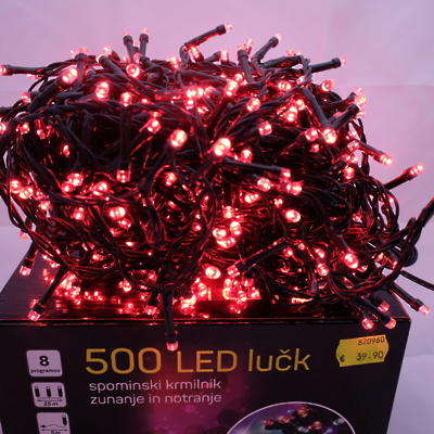 Lučke zunanje/notranje 500LED RDEČE 8 PROGRAMOV 820960