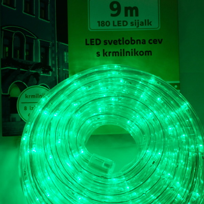 Lučke zunanje/notranje SVETLOBNA CEV ZELENA 9m, 8 PROGRAMOV